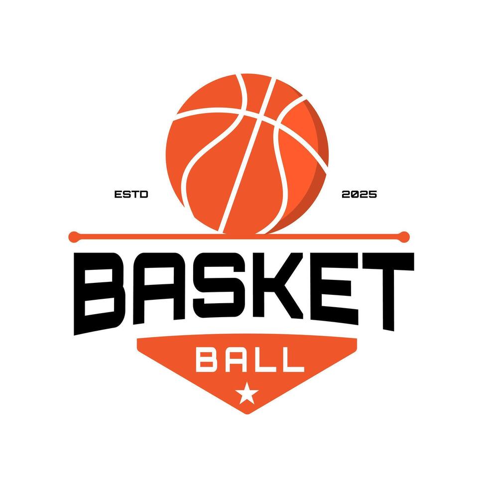 American Sports Basketball club logo design with Ball. Sport Badge illustration design template on white background vector