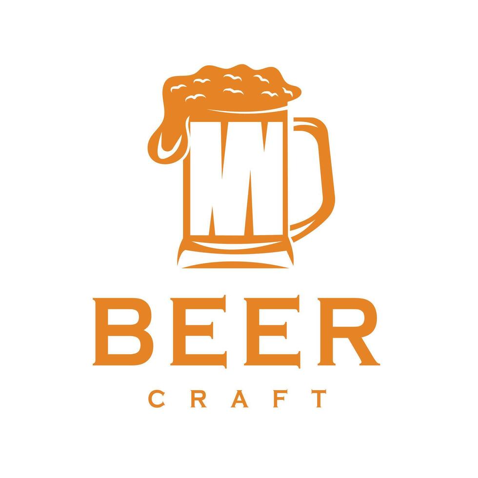 Silhouette logo design with Vintage Retro beer glass elements, suitable for branding bar vector