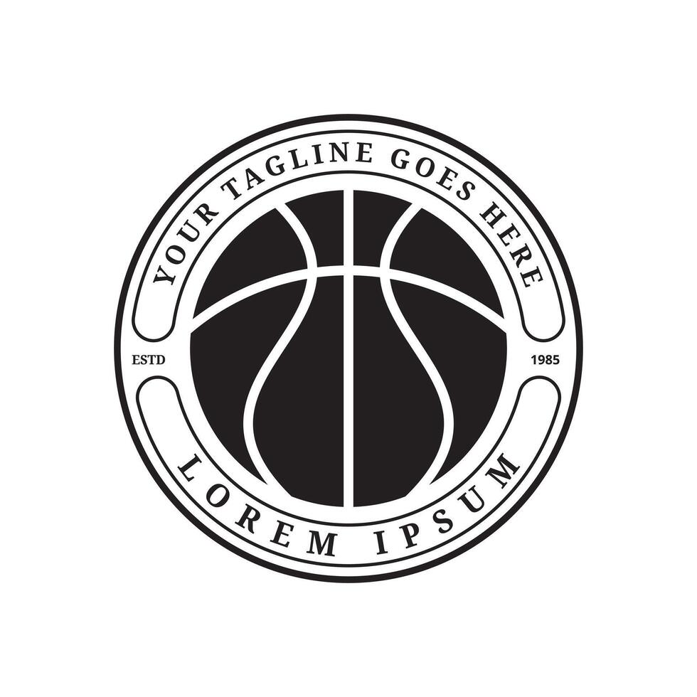 Simple basketball logo design, in the form of an American Basketball Club logo emblem with a sports template in the form of a basketball circle. vector
