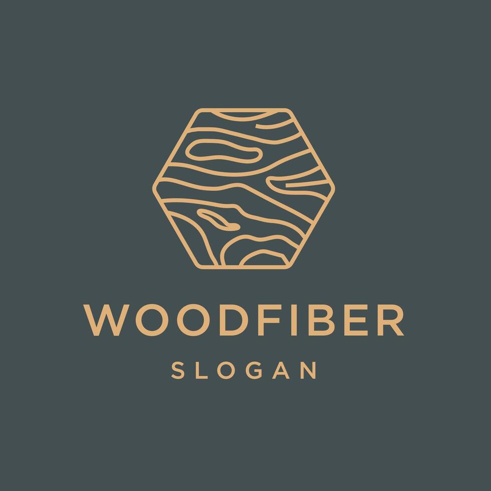 Wood logo with a hexagonal shape, featuring bark layers and wood grain texture, inspired by tree trunk illustration design vector