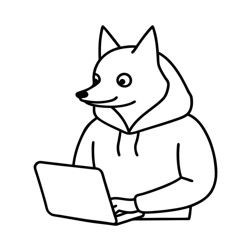 a fox with a laptop vector