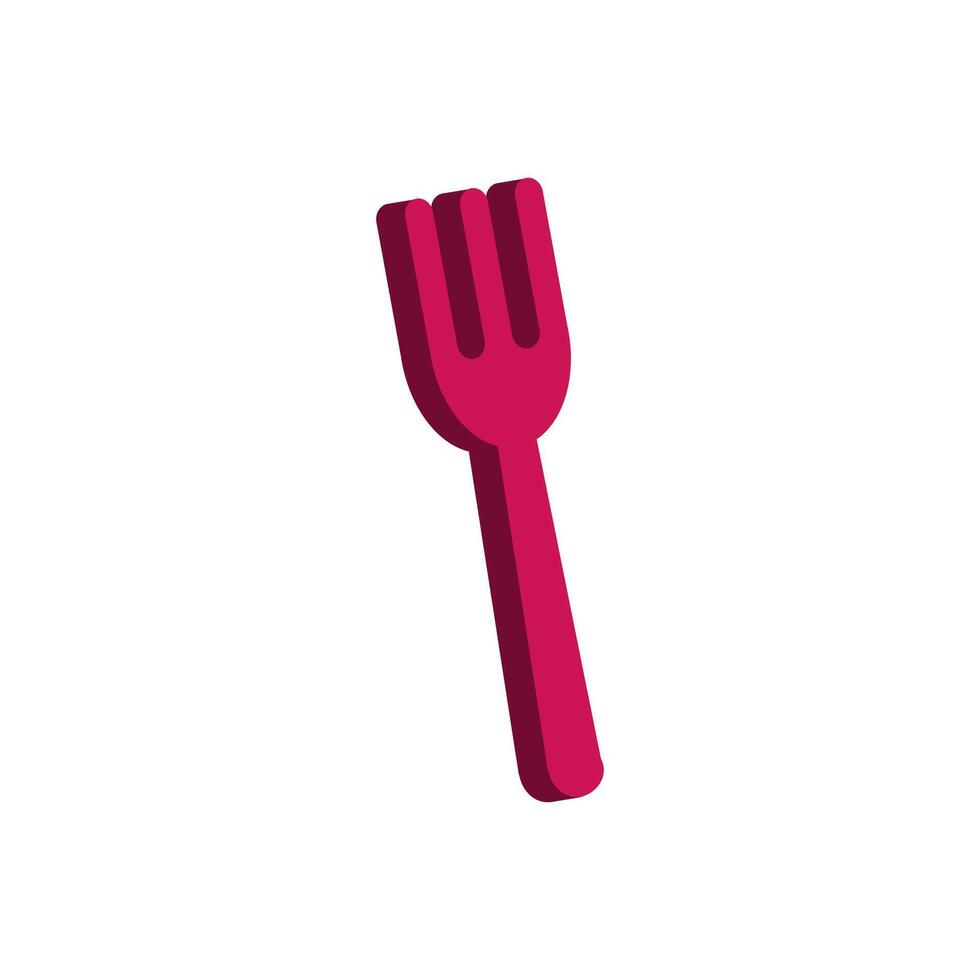 Fork 3d icon. Cutlery. Isolated object on white background. vector