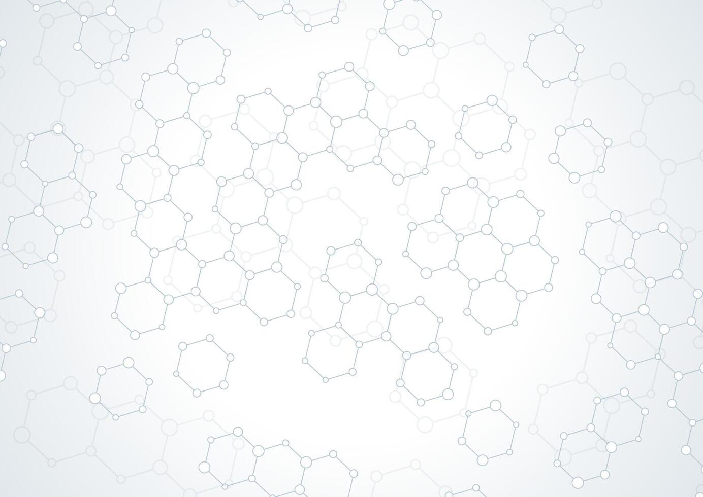 Abstract background with hexagons and connecting dots pattern design vector