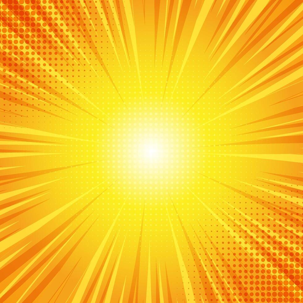Retro style comic starburst design background in orange and yellow vector