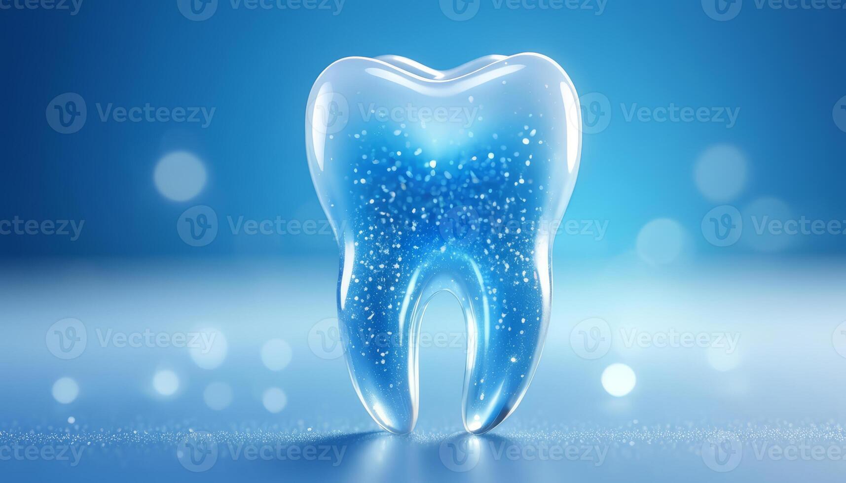 Bright and Sparkling Dental Health Concept With a Glossy Tooth Design Against a Blue Background photo