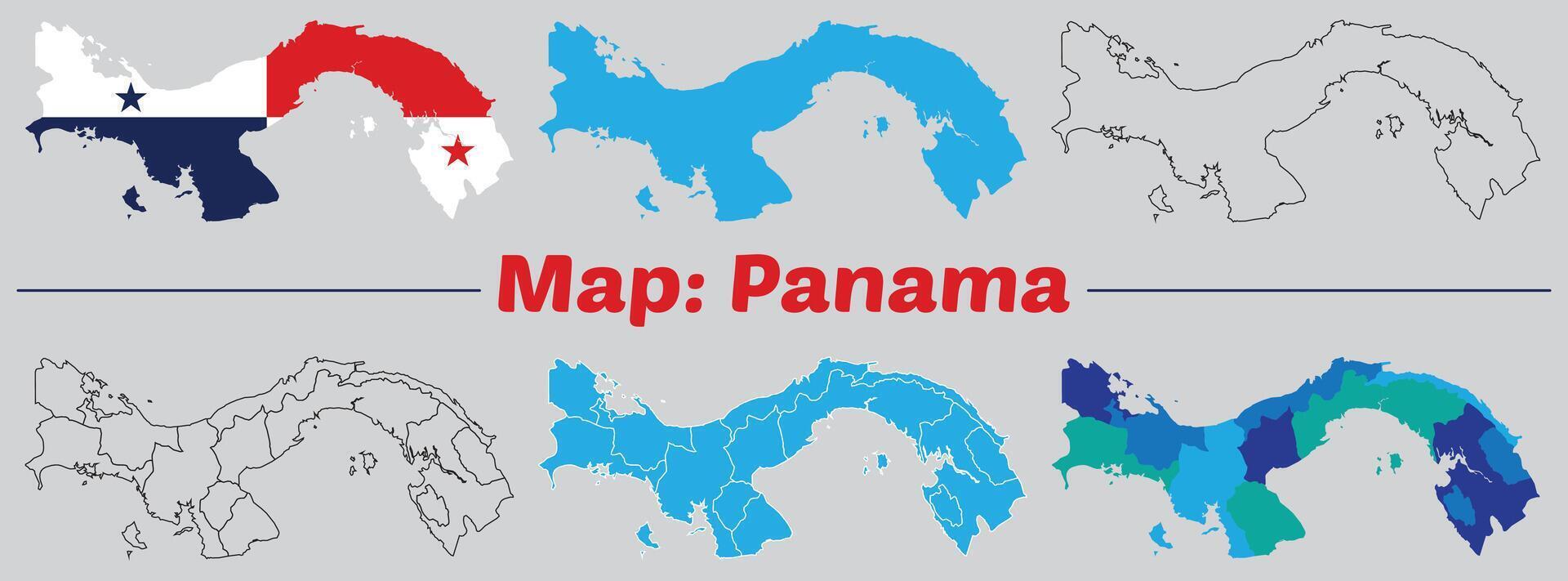 Map of Panama with regions or states and cities, capital. Map of the Republic of Panama with the provinces vector