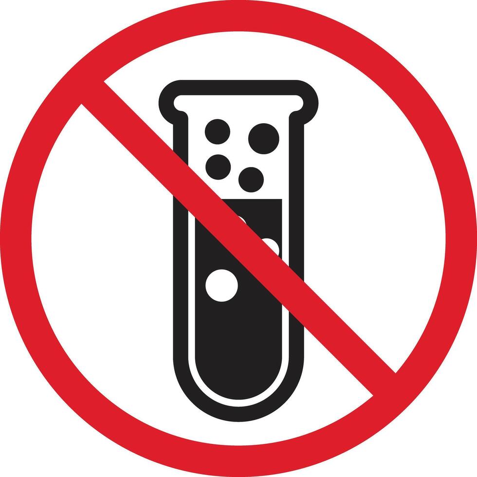 No medical tube sign isolated on white background . Chemicals free sign . No chemical icon . illustration vector