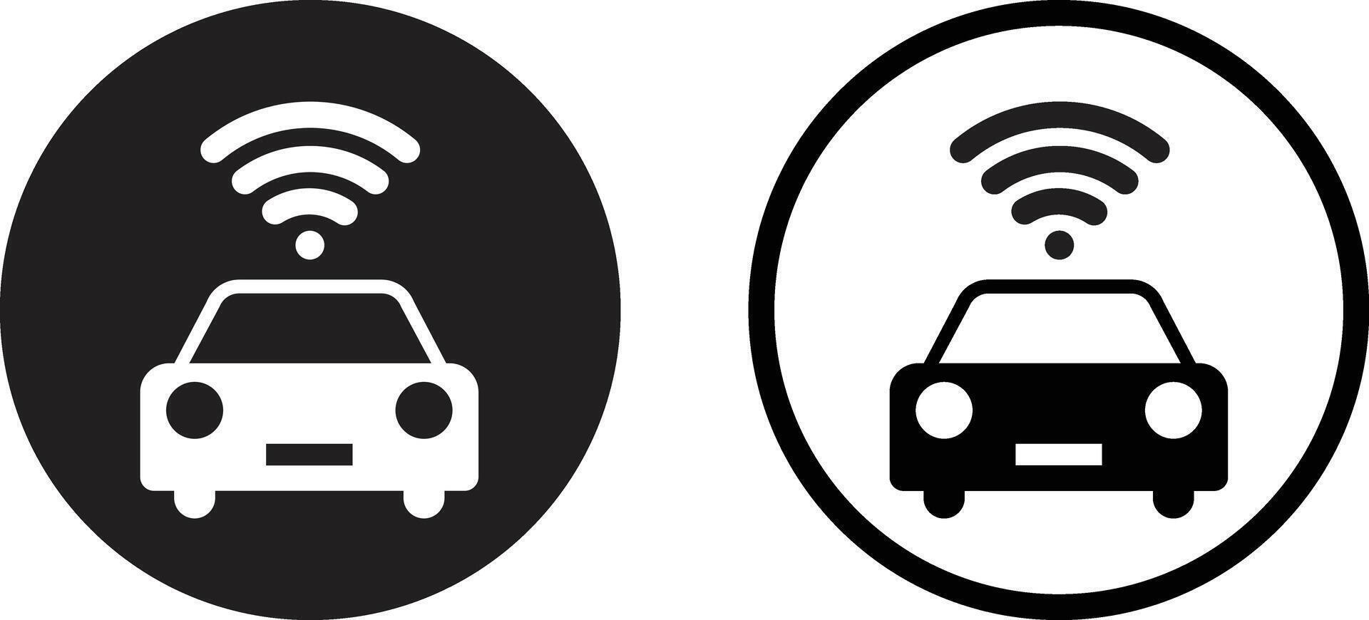Car with wifi icon set in two styles . Smart car icon . Connected car icon . illustration vector
