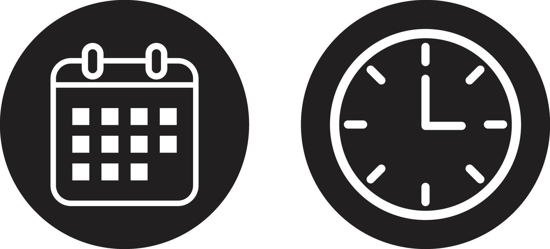 Date and time icon set . Clock and calendar icons . illustration vector