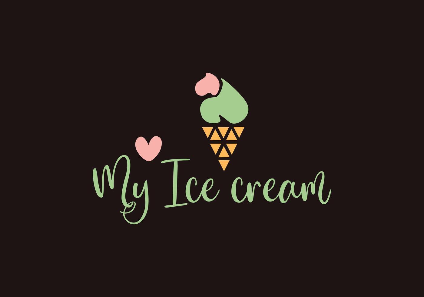 Logo for ice cream shop cone on brown vector