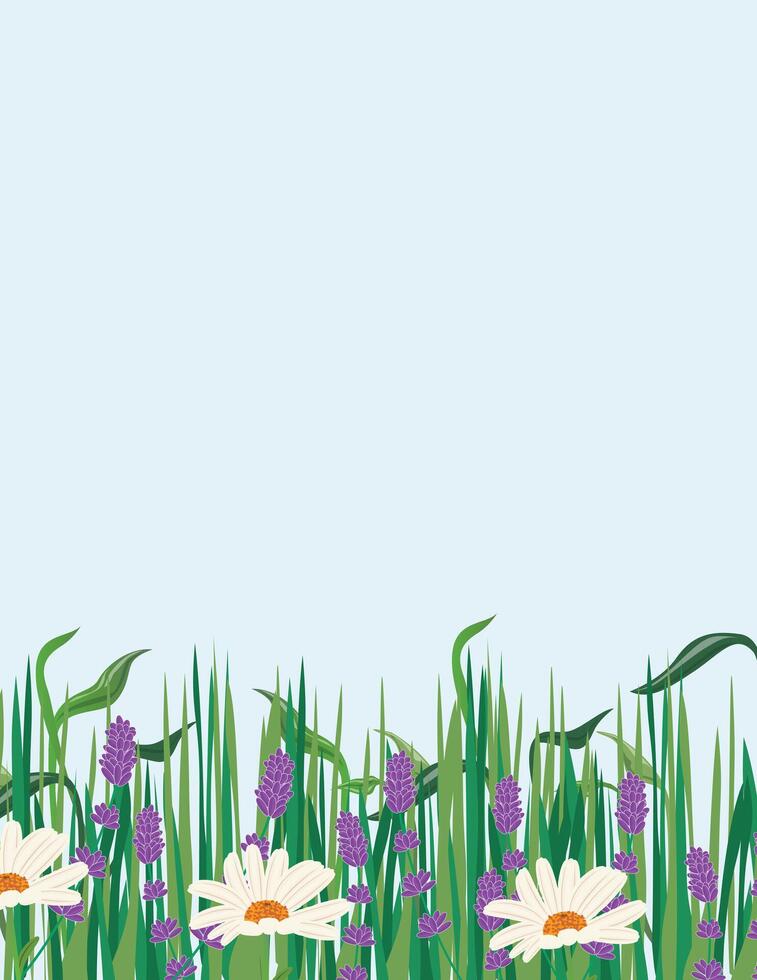 Fresh spring themed banner with floral decorations on the bottom and an empty space for text vector
