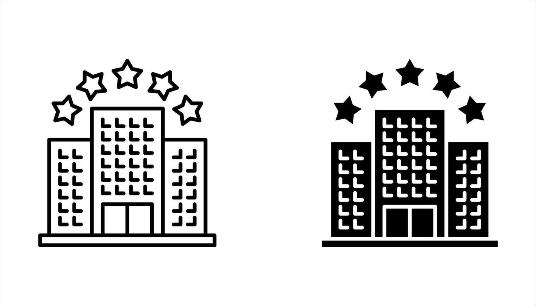 hotel building icon set on white background. vector