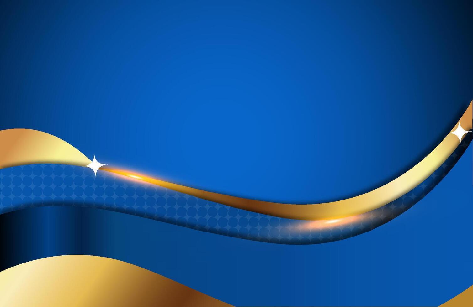 Luxury blue Graded Background With Gold Shades Forming Waves eps10 vector