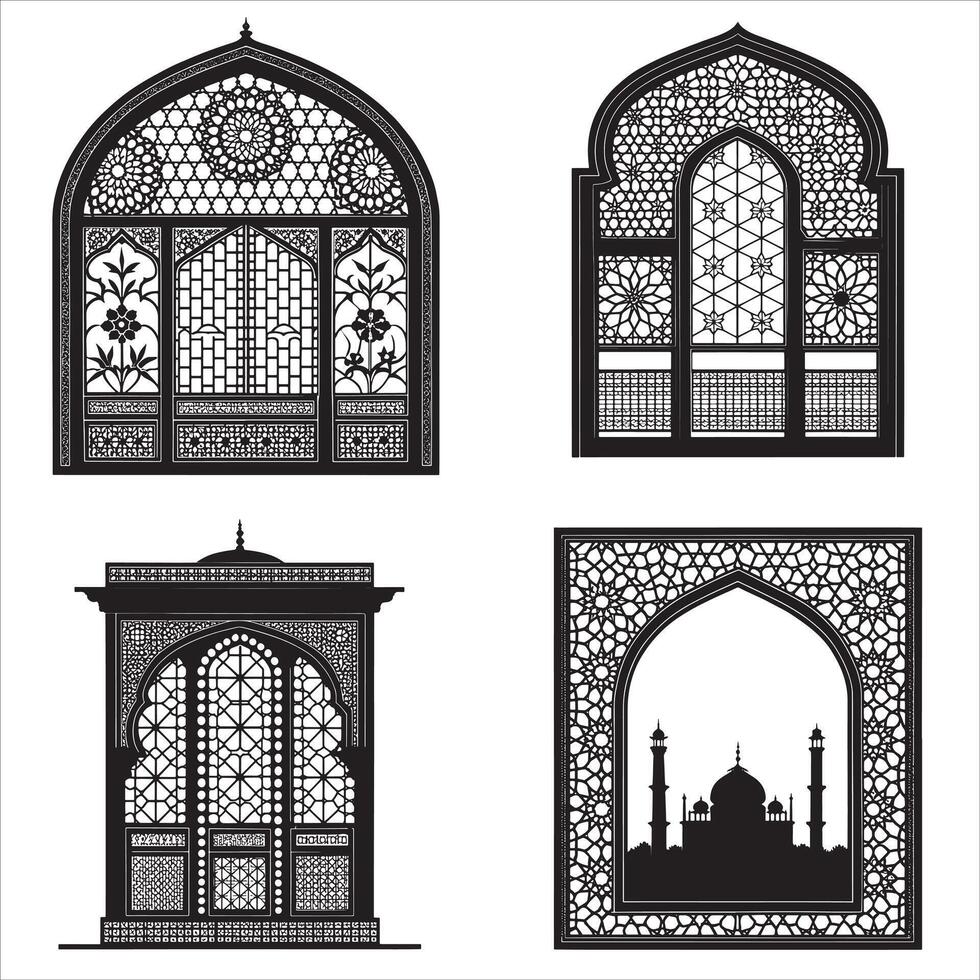 Islamic Window Cutouts for Graphic Designers vector
