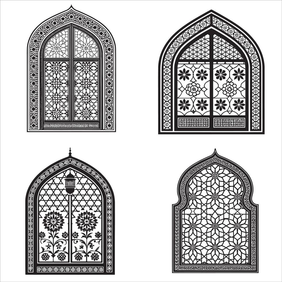 Islamic Window Silhouettes for Print Digital Use vector