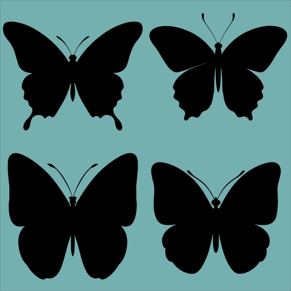 Butterfly Silhouette Collection Assortment of Styles and Poses vector