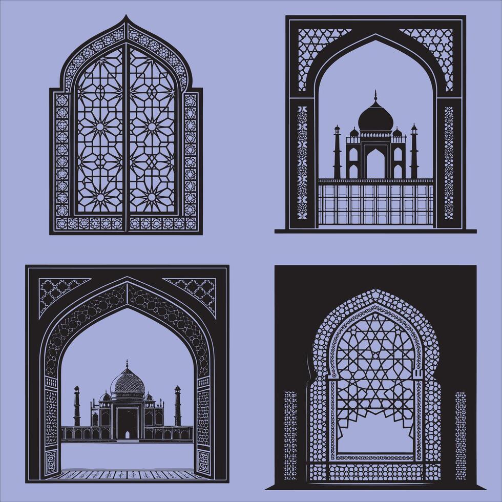 Arabic Style Window Shape Vectors in Silhouette