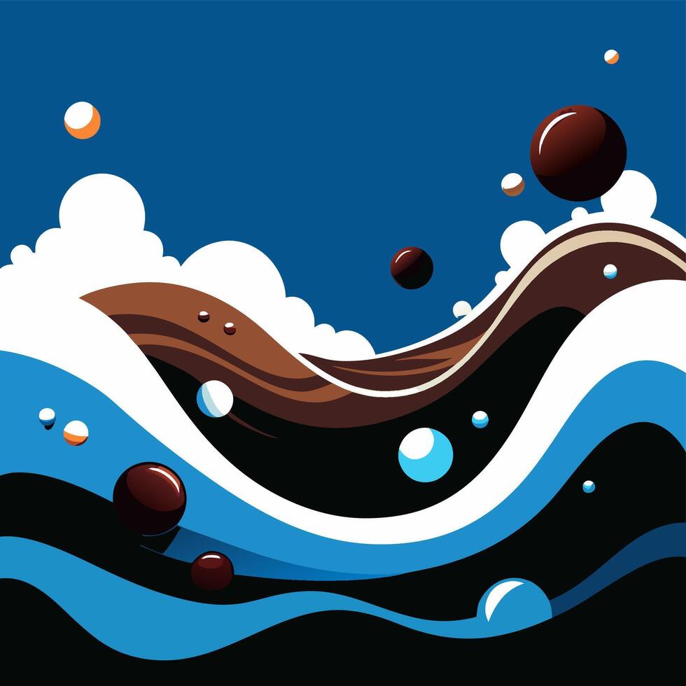 Abstract Wave of Chocolate and Milk Flowing Through a Dreamy Landscape vector