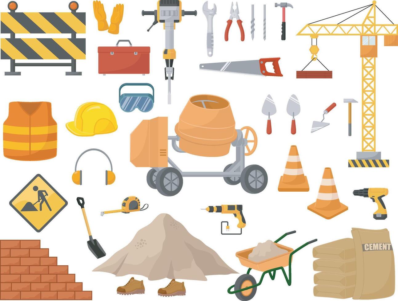 Set of construction tools element vector