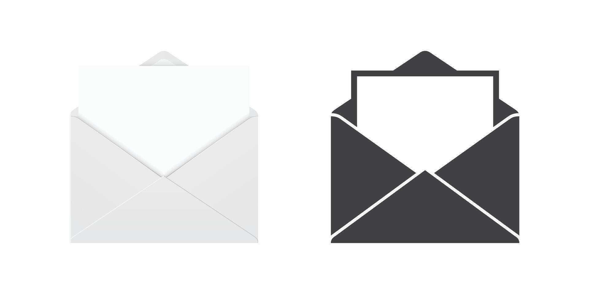 An open envelope and a blank envelope vector