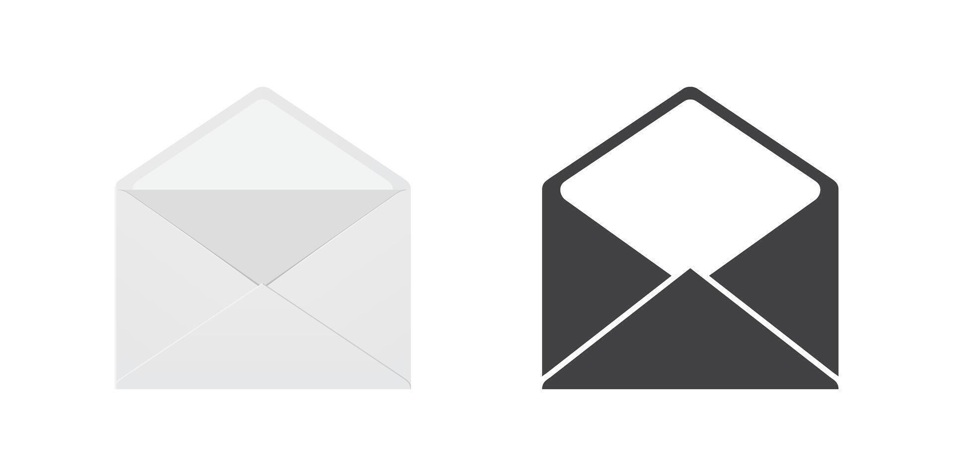 An envelope icon with a white envelope and a black envelope vector