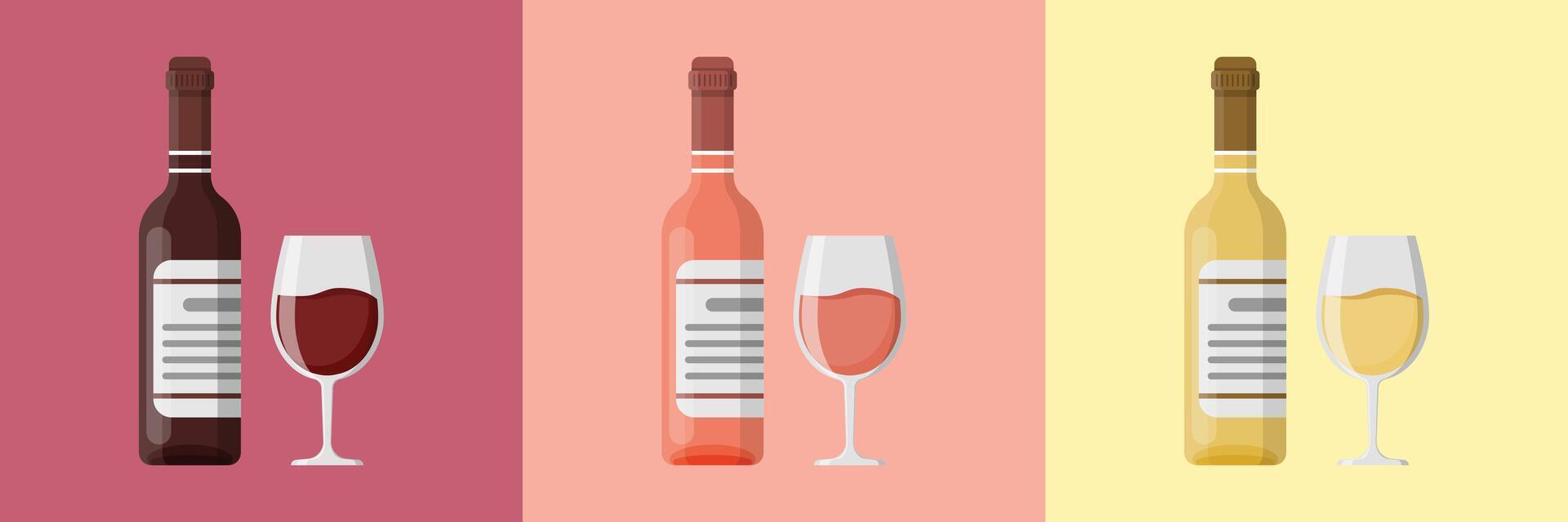 Wine bottles and glasses on a colorful background vector
