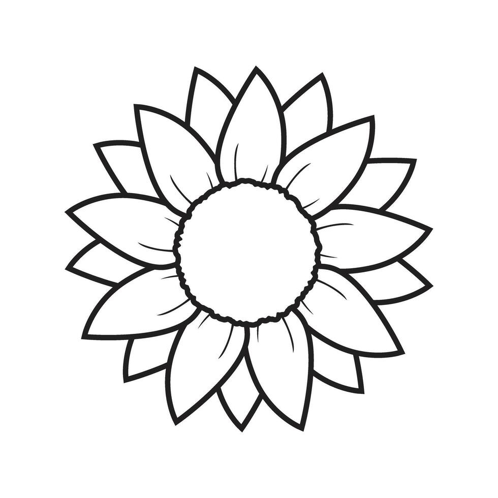 A black and white drawing of a sunflower vector