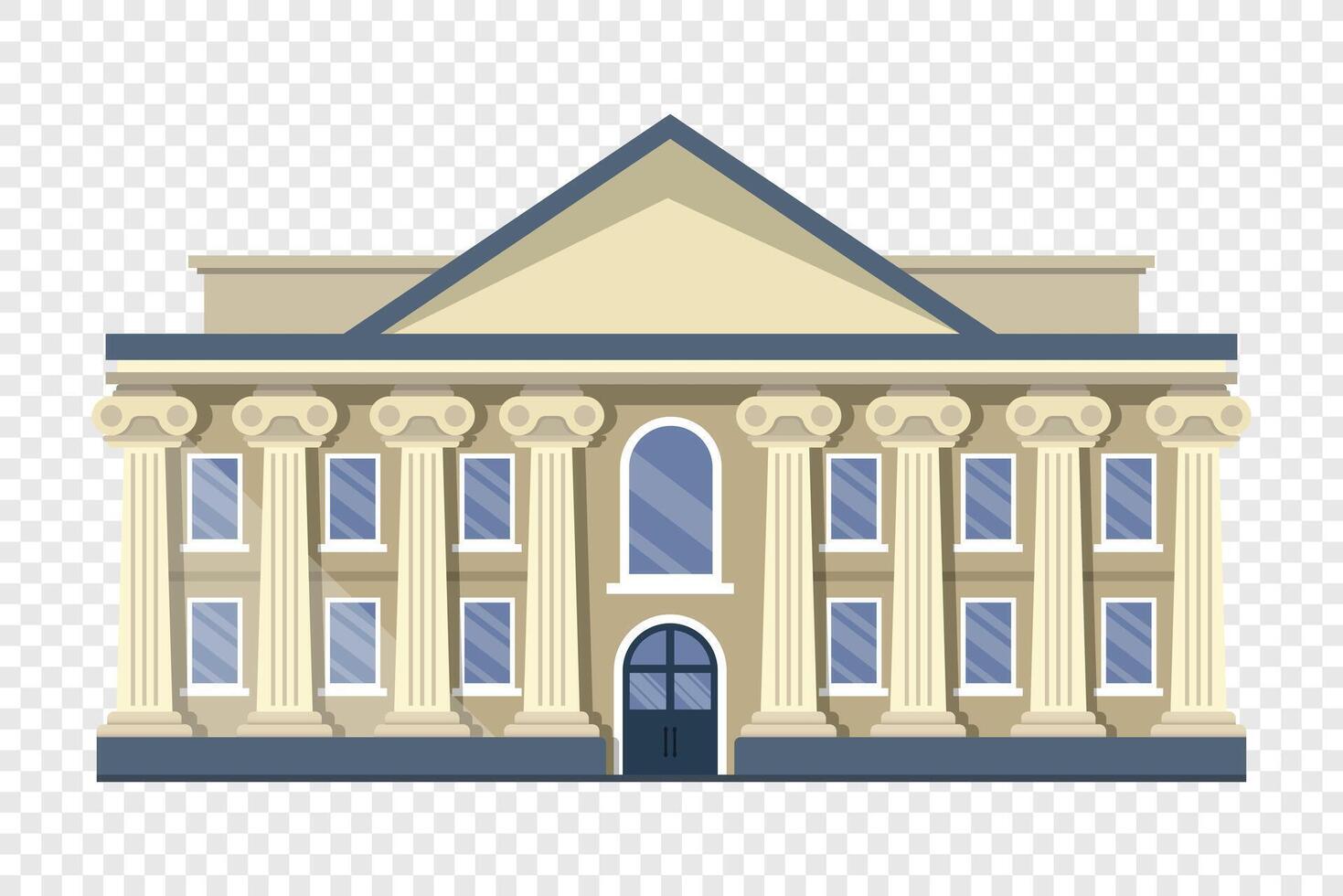 A building with columns and a front door vector