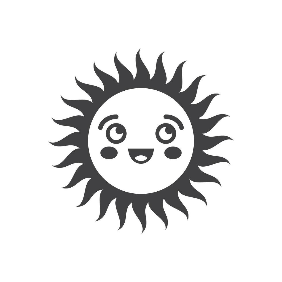 Sun icon with smiling face on white background vector
