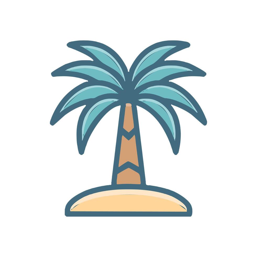 Palm tree flat color icon. Dates tree isolated illustration on white background. vector