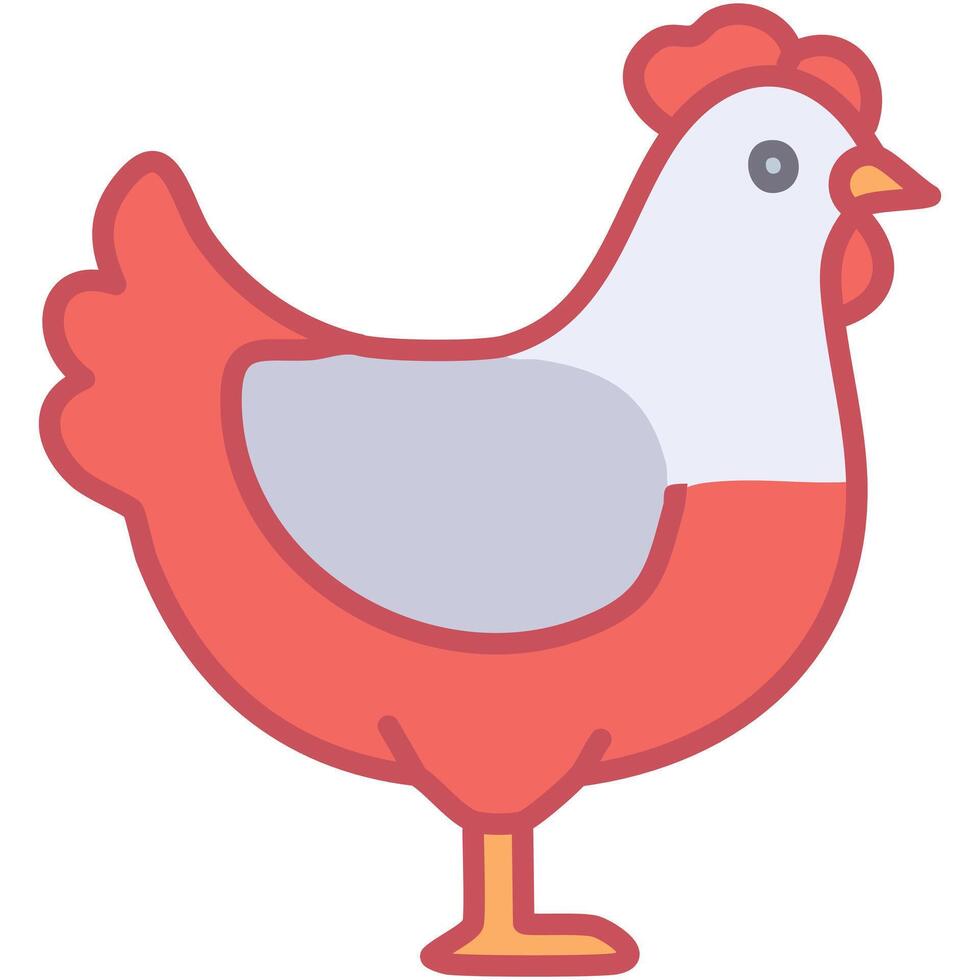 Cute cartoon chicken icon isolated on white background. Farm animal. vector