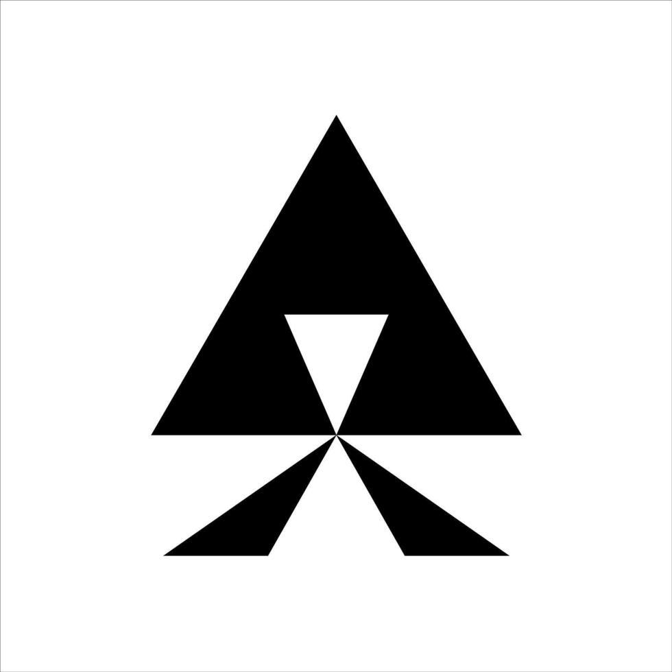 Abstract triangle shape logo design, geometric logo negative space illustration vector