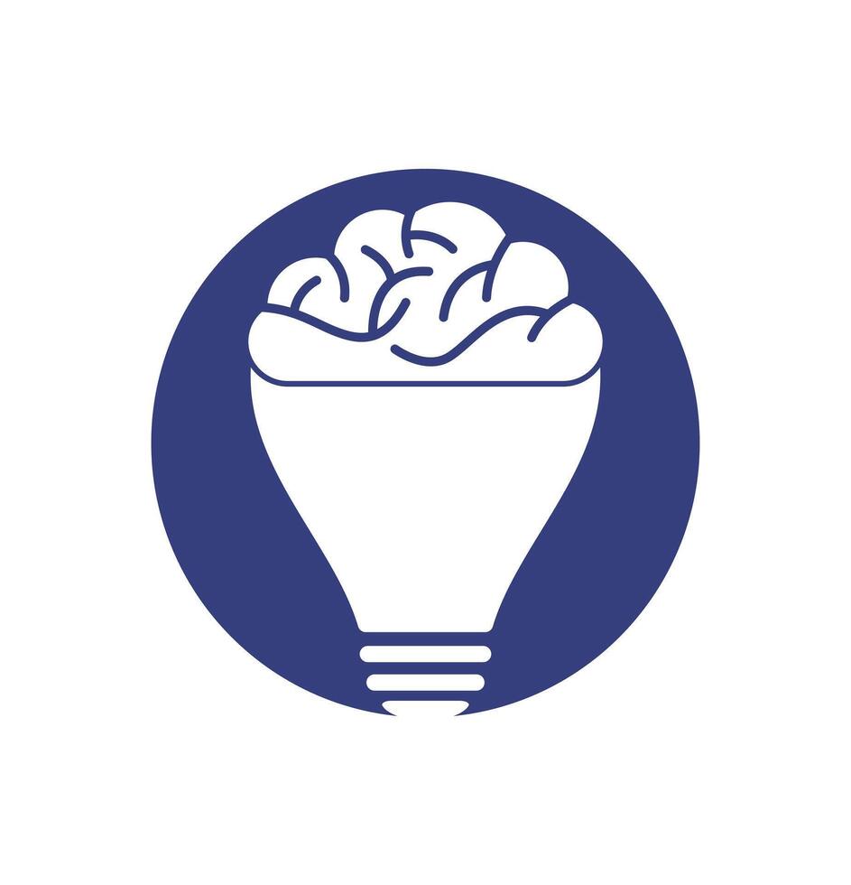 half of light bulb and brain brain power logo vector