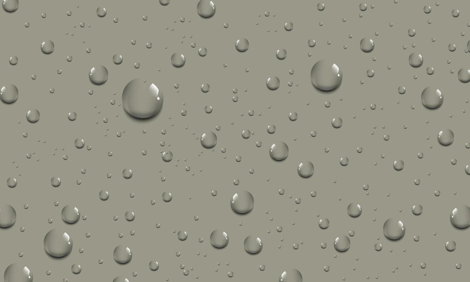Rain water drops on grey glass surface. wet grey wall. artistic wallpaper. vector