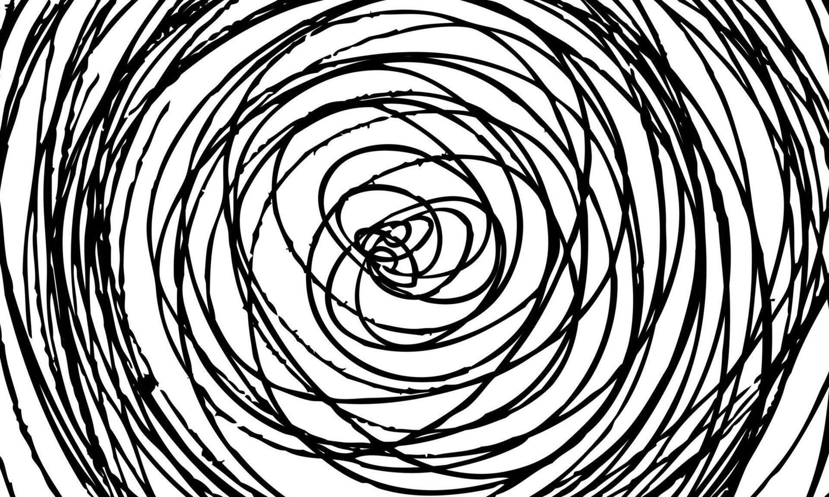 Hand drawn black and white doodle spiral. grunge sketch spiral line. vector