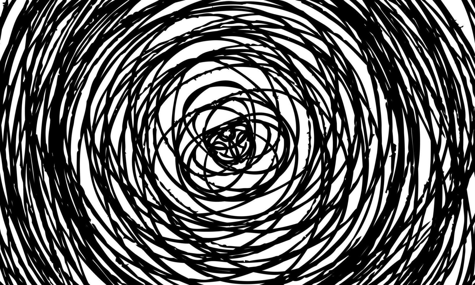 Hand drawn black and white doodle spiral. grunge sketch spiral line. swirl line. vector