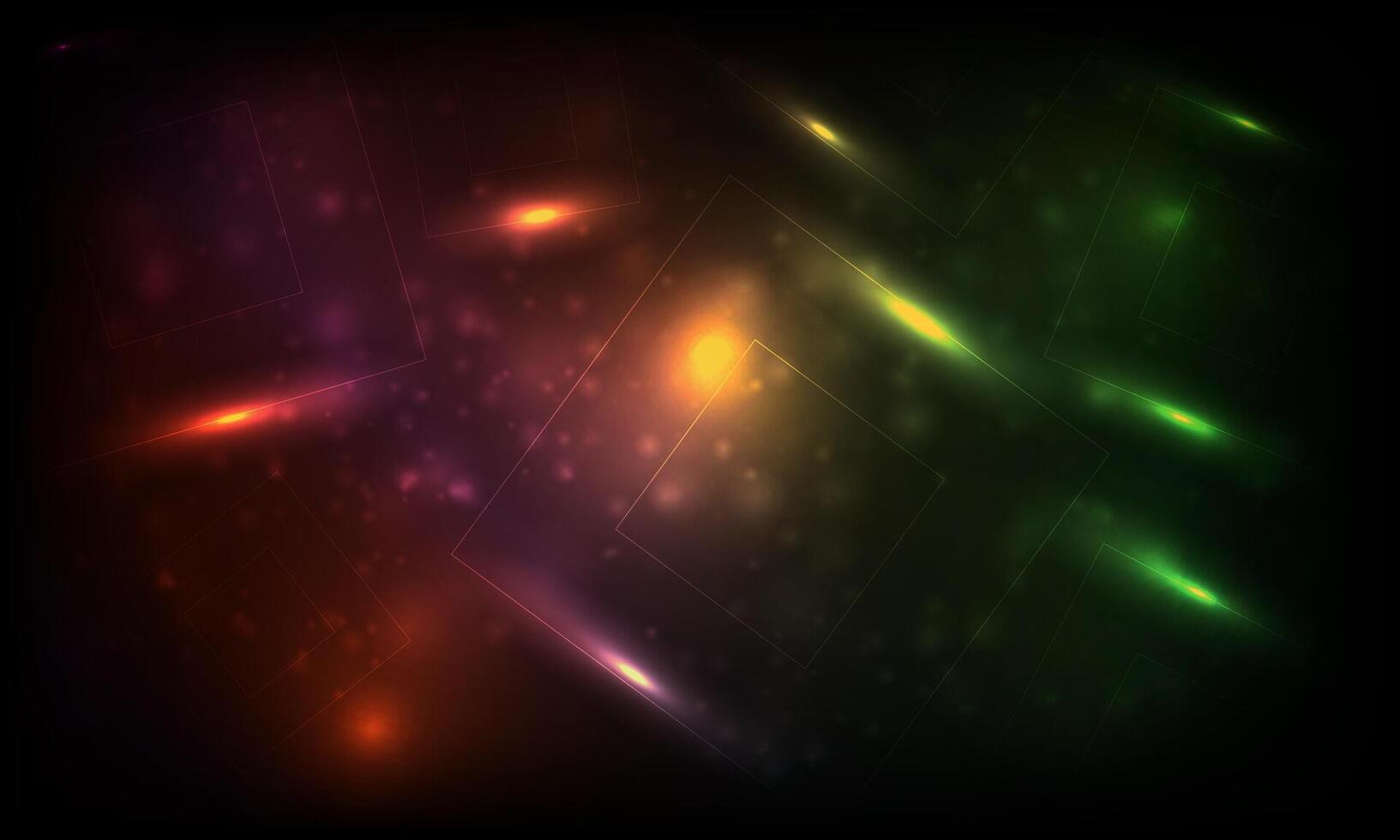 Lines in the shape of colorful light sparkle on dark background. vector