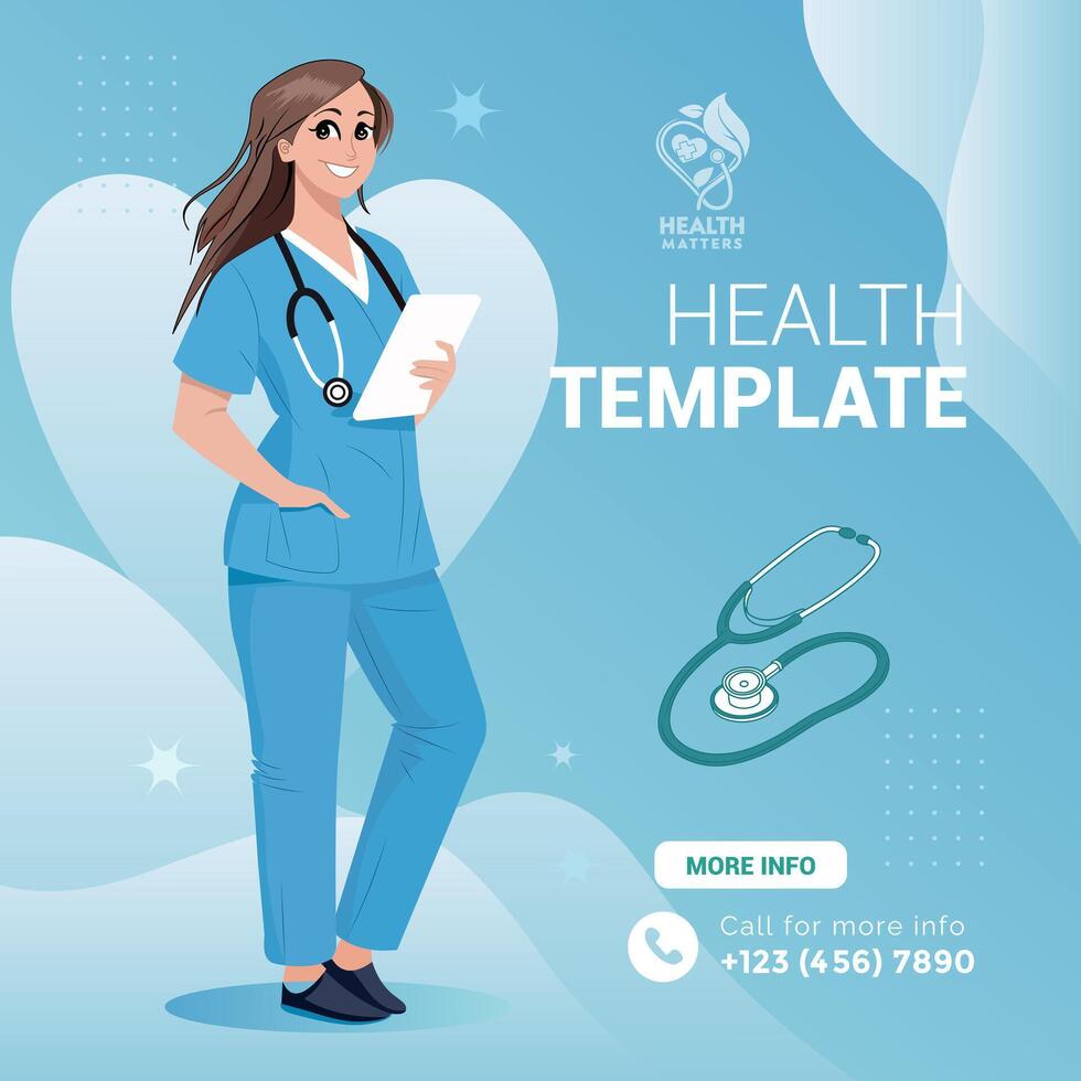 health care template with a female doctor vector