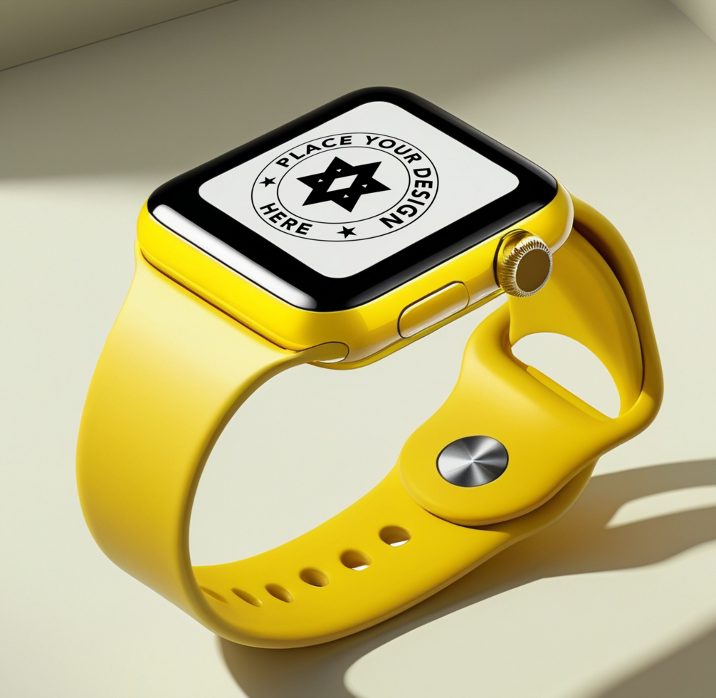 Stylish wristband smart digital watch mockup with blank screen and touchscreen psd