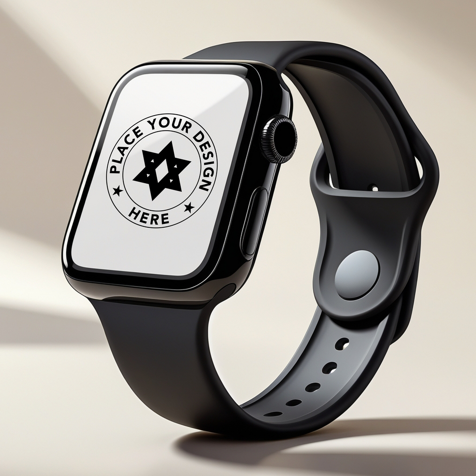 Isolated fitness band smart digital watch mockup with a blank screen for UI design psd