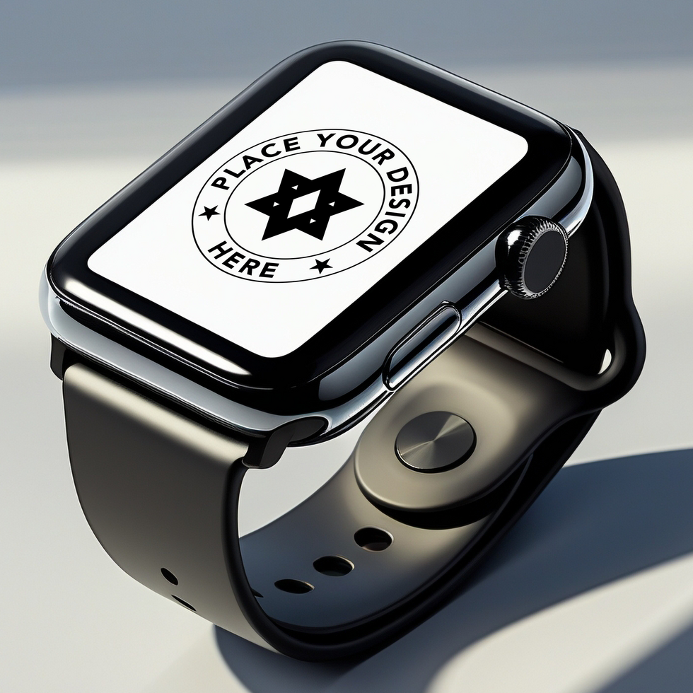 Modern fitness tracker smart digital watch mockup with blank screen display psd