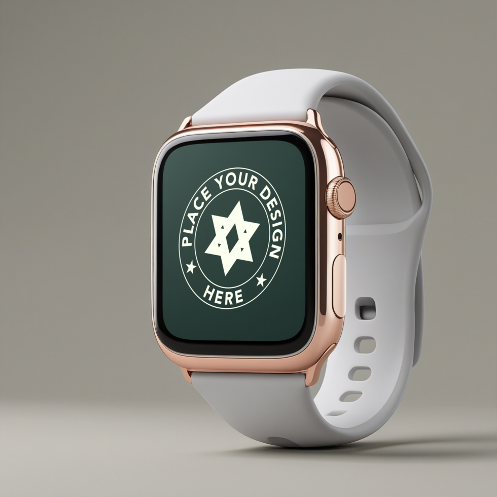 Smart digital watch mockup with touchscreen and sleek wristband for fitness tracking psd