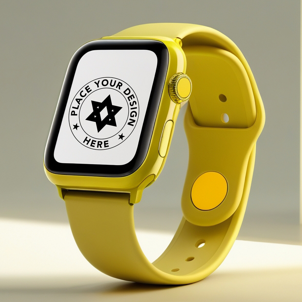 Realistic tracker watch mockup with blank screen and smooth touchscreen display psd