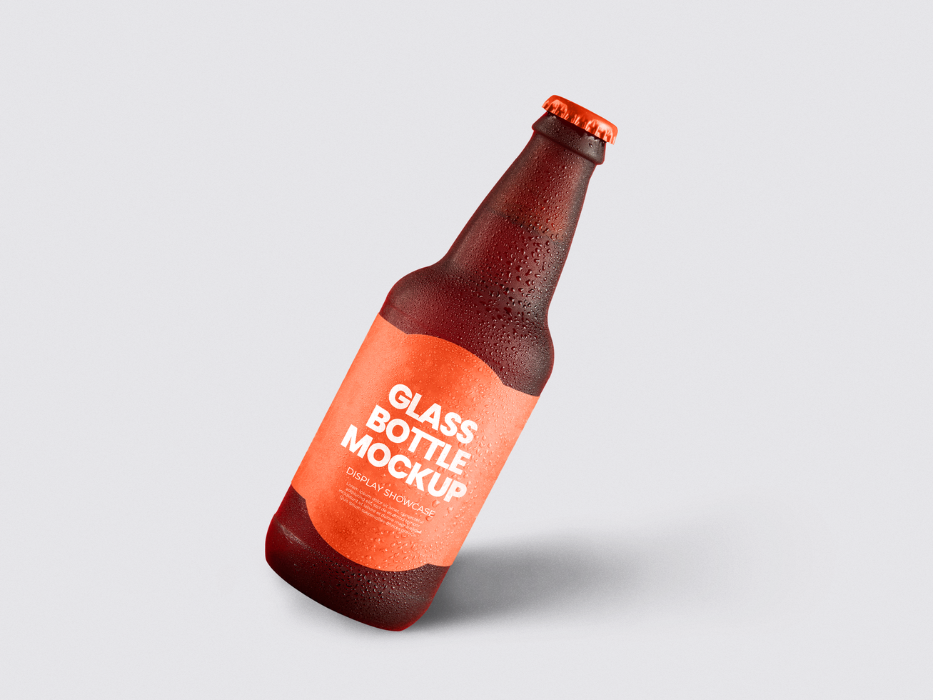 Single Glass Bottle Mockup Front View Angle psd