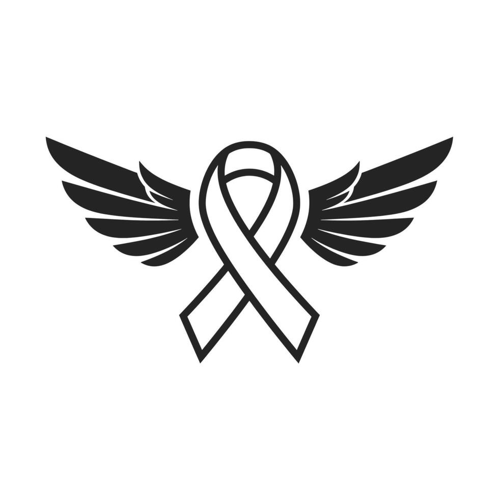 Awareness ribbon with wings icon vector