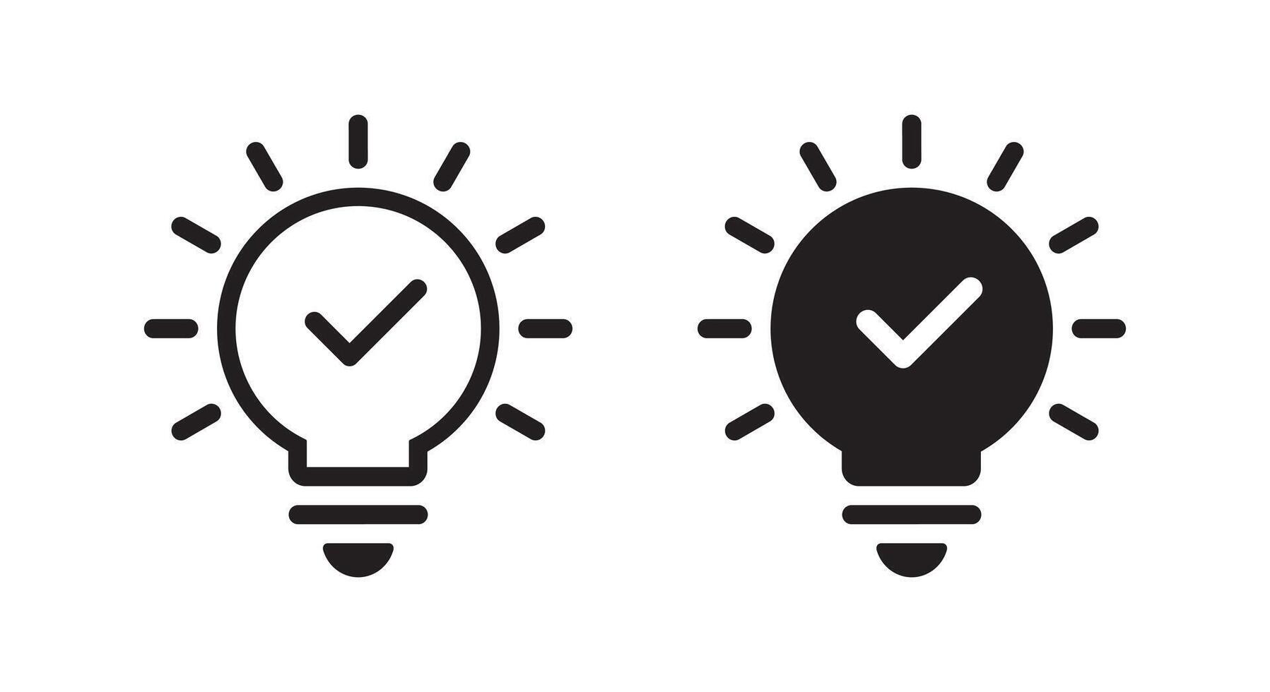 Insight, tip icon in trendy style. Light bulb with check mark sign symbol vector