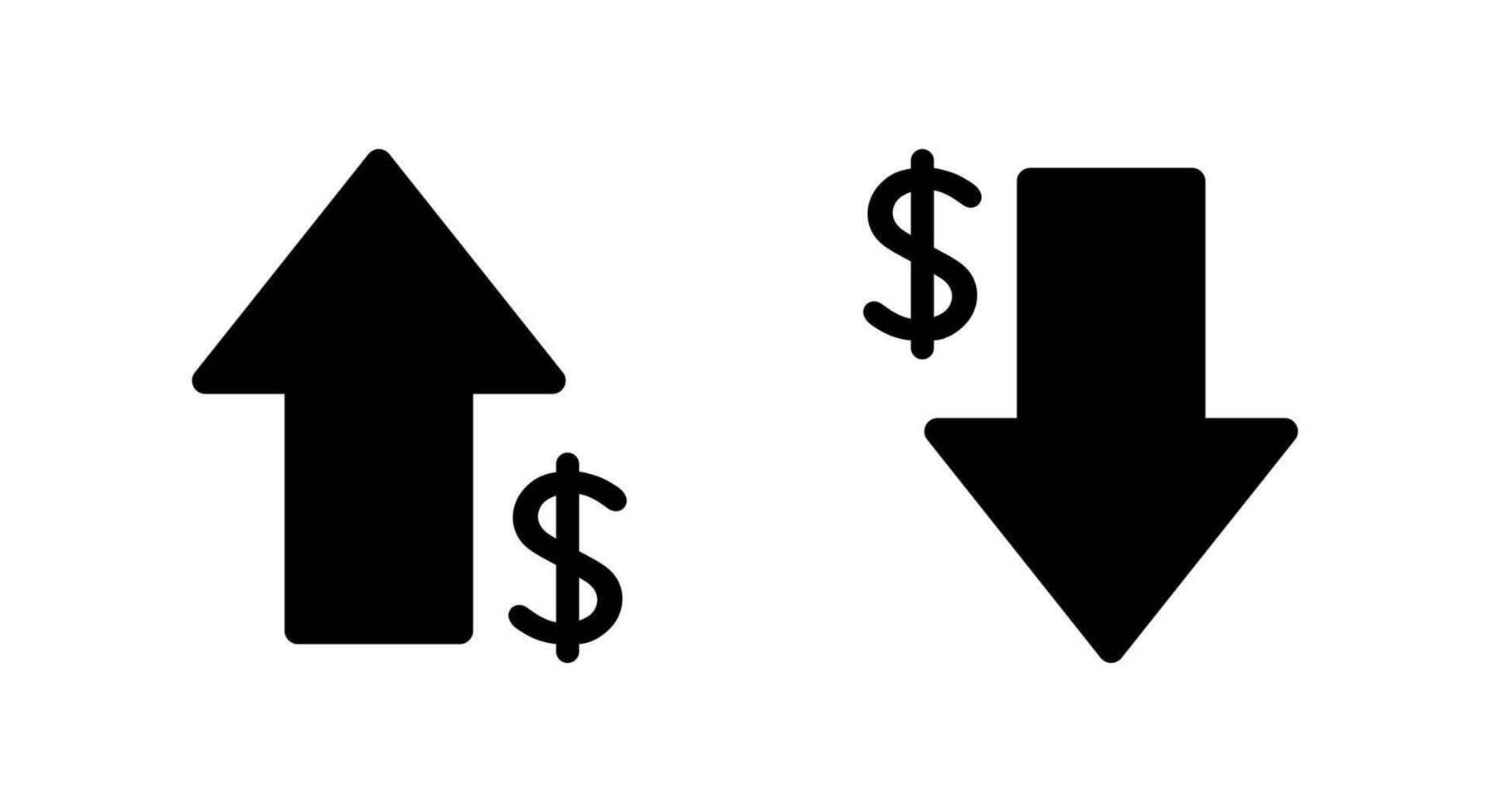 Up and down dollar icon isolated on white background. Increase and decrease USD currency sign symbol vector