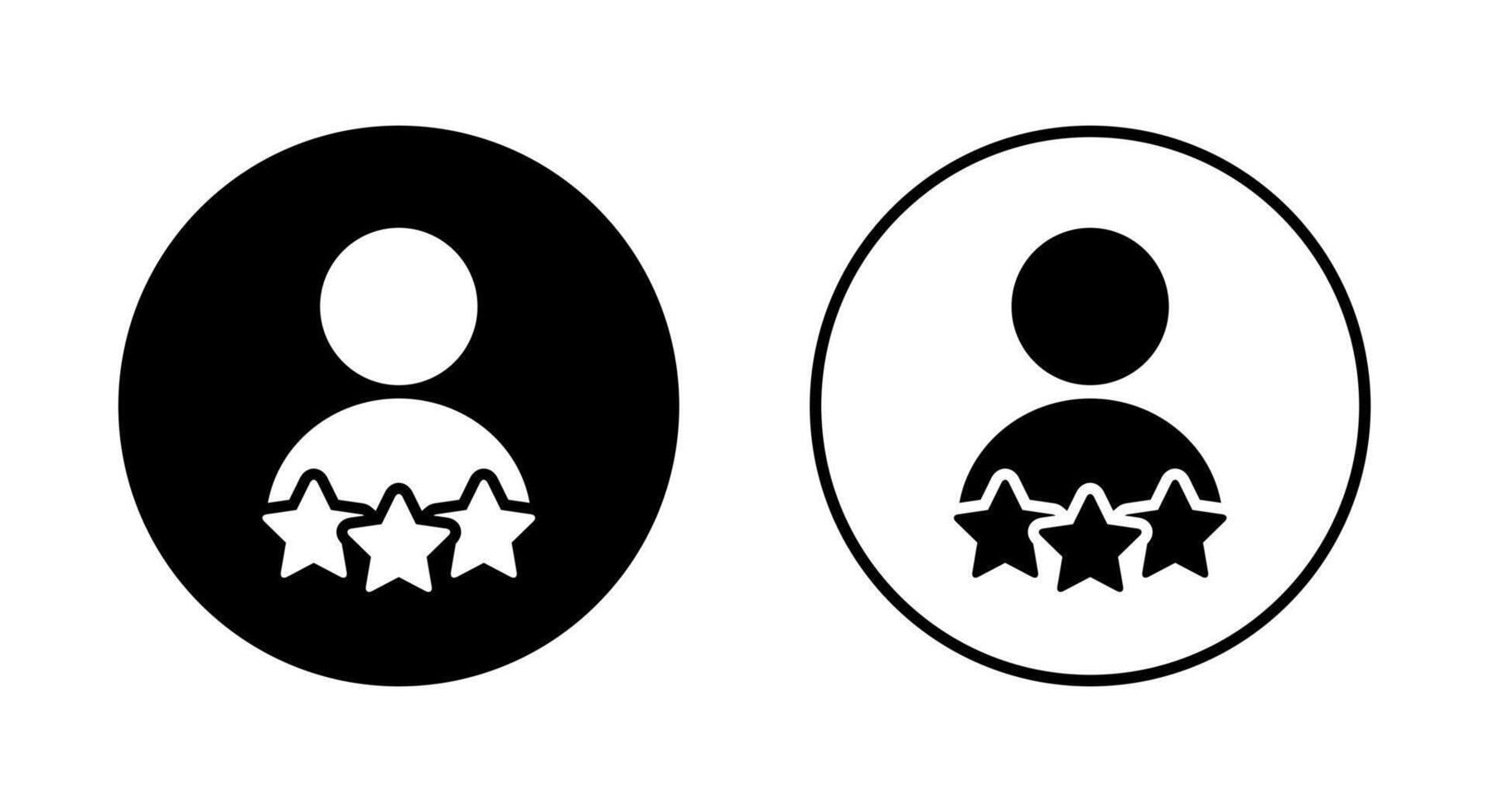 Person rating icon on black circle. Worker reputation with three star sign symbol vector