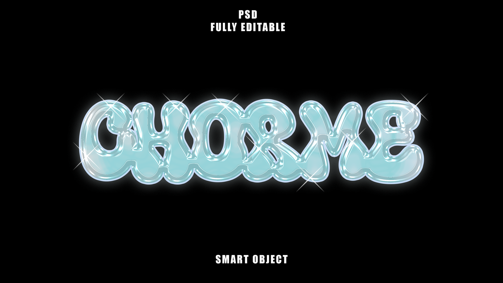 Editable Light Blue CHROME Text Effect psd