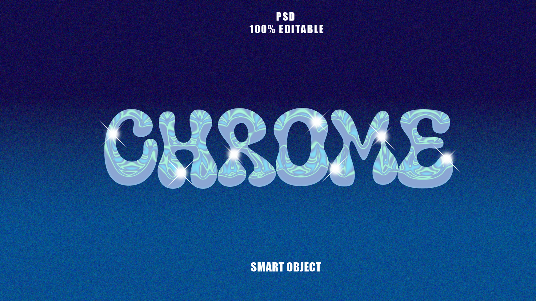 Psychedelic Chrome Word Art for Graphic Design psd